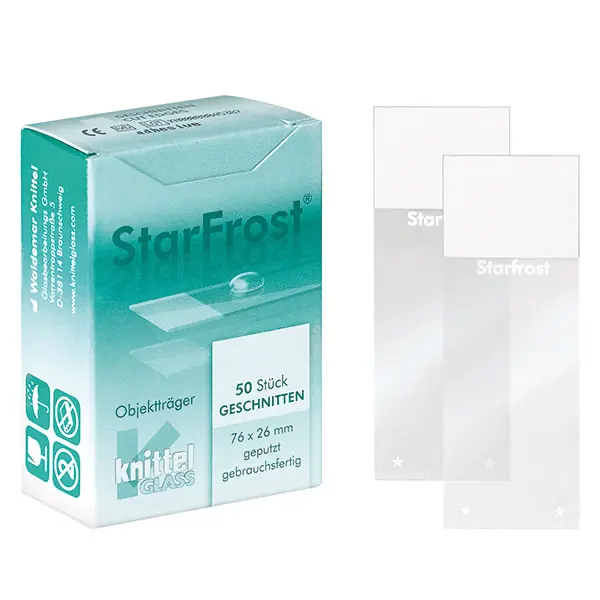 StarFrost Microscope slides Adhesive with frosted end transparent | 76 x 26 mm