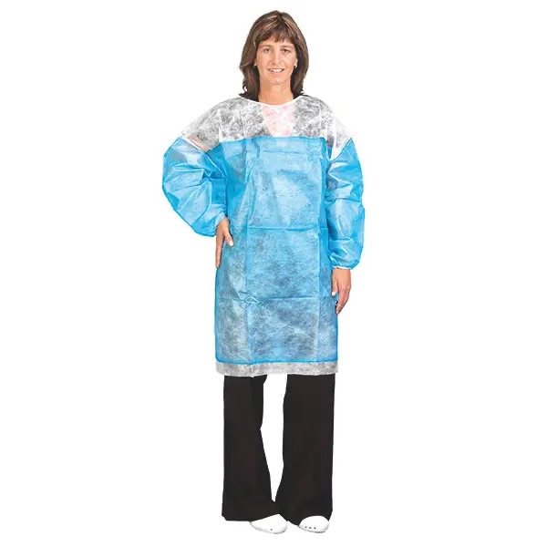 Disposable PP gown „Twin” white-blue | XL-short | 103 cm | 142 cm