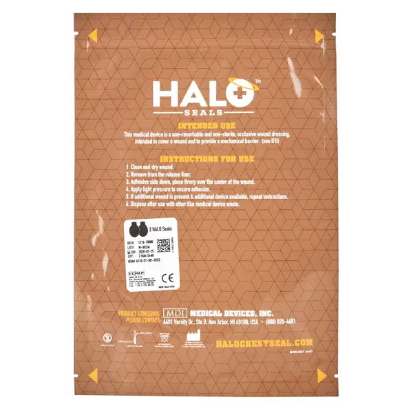 Halo Chest Seal Thoraxverschlusspflaster Doppelpackung | 14 x 21 cm