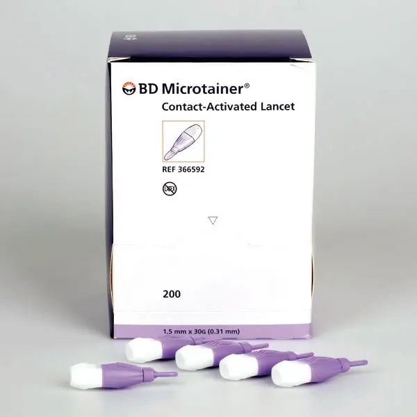BD Microtainer contact-activated lancet 30 G x 1,5 mm, Low Blood Flow/Single Drop | lilac